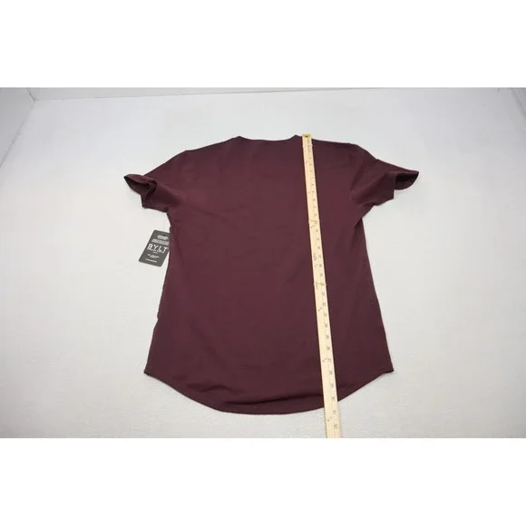 BYLT Drop Cut V-Neck T-Shirt Mens Large Maroon Athletic Fit performance NEW - Picture 13 of 13